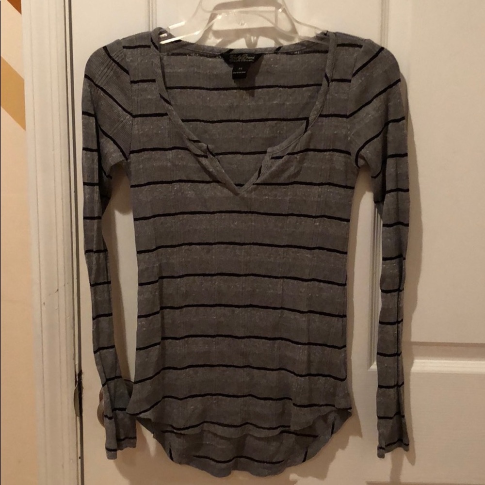 Grey striped long sleeve top